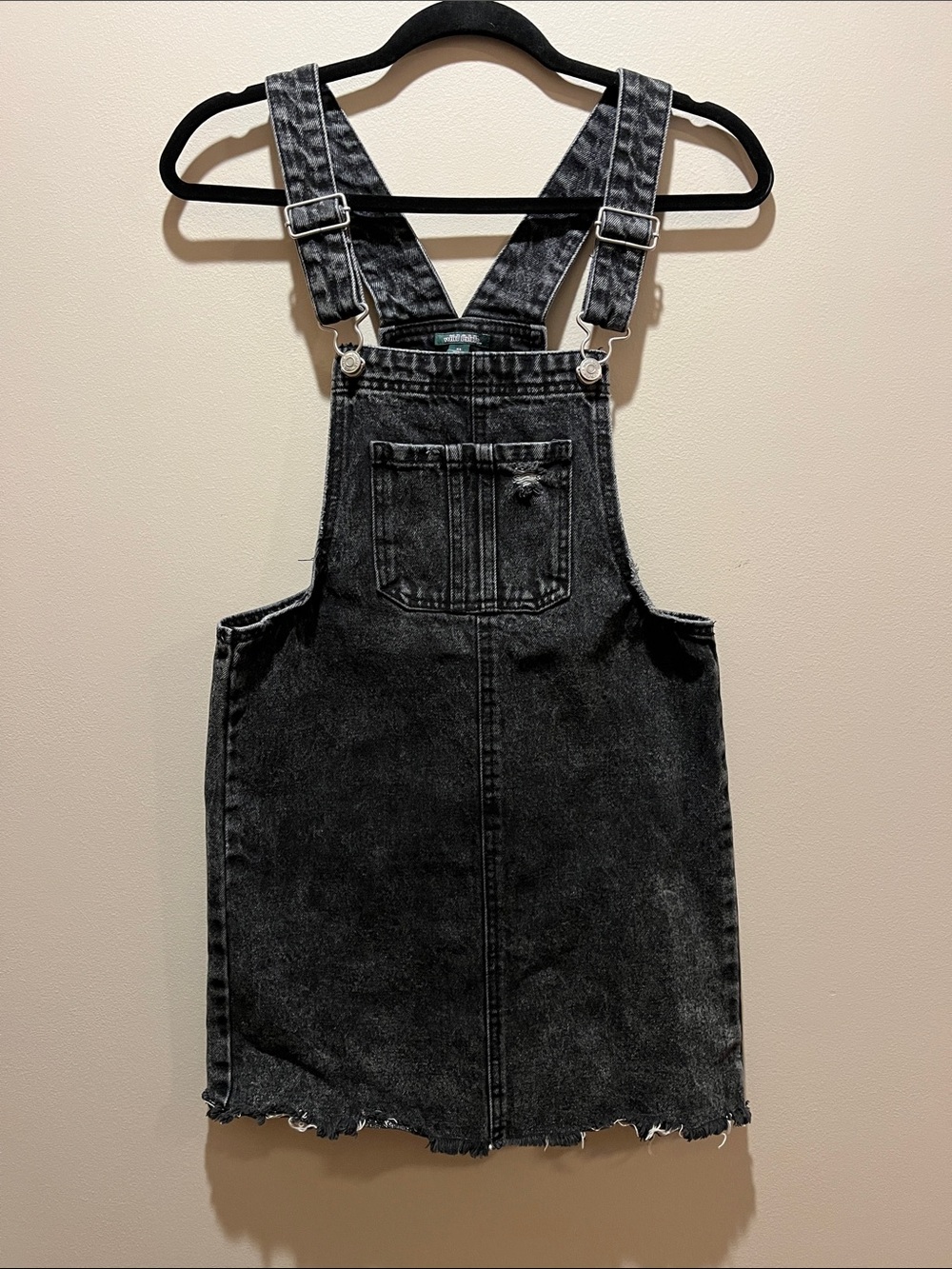 wild fable Black Washed Denim Overall Dress